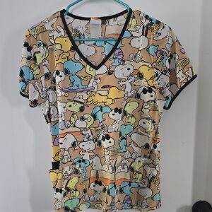 Colorful Cartoon Print V-Neck T-Shirt